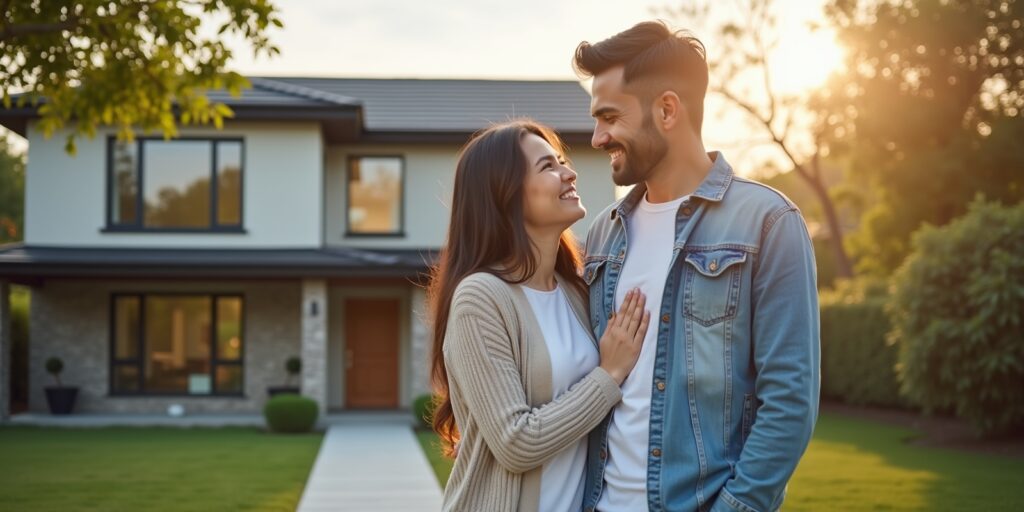 a couple viewing new home